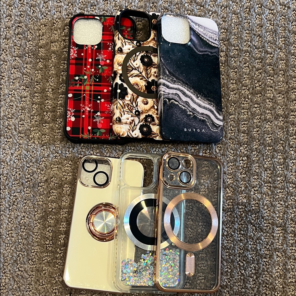 Stylish iPhone 13 mini Case bundle - Black, Gold, Red Designs
